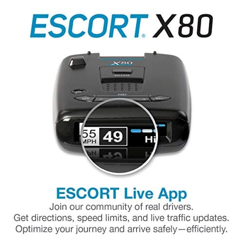 Escort X80 Laser Radar Detector - Extreme Long Range Early Alert Protection, False Alert Filter, Multi Color OLED Display, Crystal Clear Voice Alerts, Live Crowd Sourcing, Black 3