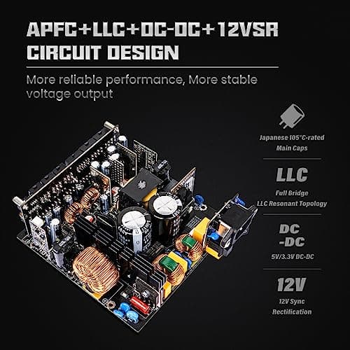 GAMEMAX 1300W Power Supply, ATX 3.0 & PCIE 5.0 Ready, 80+ Platinum Certified, Addressable RGB with 5V Motherboard Sync, 100% Japanese Capacitors, Fully Modular, RGB-1300 3