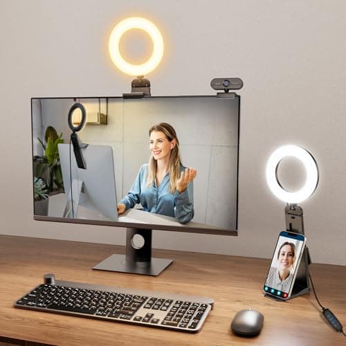 Evershop Ring Light for Laptop Desk Clip On,Small Computer Video Conference Lighting with Stand for Phone/Webcam/Monitor,5" Portable Mini LED Selfie Light Desktop for Zoom Meeting/Video Call/Recording