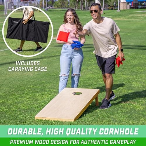 GoSports Solid Wood Premium Cornhole Set - Choose Between 4 Feet x 2 Feet or 3 Feet x 2 Feet Game Boards, Includes Set of 8 Corn Hole Toss Bags 3