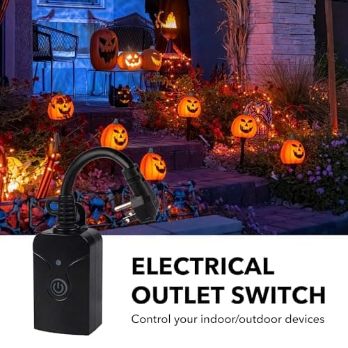 HBN Outdoor Indoor Wireless Remote Control 3-Prong Outlet Weatherproof Heavy Duty 15 A Compact 1 Remote 3 Outlets with Remote 6-inch Cord 100ft Range ETL Listed (Battery Included) 5