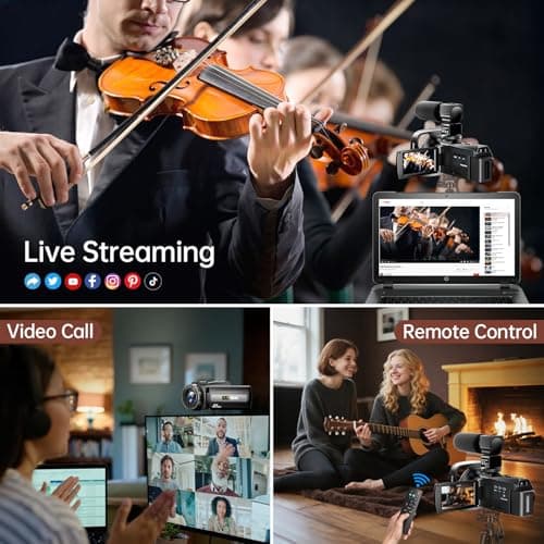 8K Video Camera Camcorder 88MP UHD WiFi Vlogging Cameras for YouTube 18X Digital Zoom IR Night Vision 3.0''Touch Screen Camera with 32GB Card, Microphone, Stabilizer, Lens Hood, Remote, Batteries 4