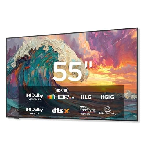 iFFALCON 55-Inch Class QLED 4K Smart TV, Ultra-Slim Picture Frame TV, 144Hz, HDR, Art Mode w/AI Art, Wide Color Gamut, Dolby Vision IQ, Dolby Atmos, Google Assistant Voice Remote(55F75, 2025 Model)
