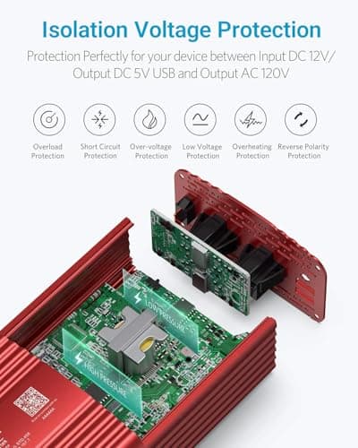BESTEK 500W Pure Sine Wave Power Inverter DC 12V to AC(2 Outlets) 110V Car Charger Plug Inverter Adapter Converter with 4.2A Dual USB Charging Ports, ETL Listed 4
