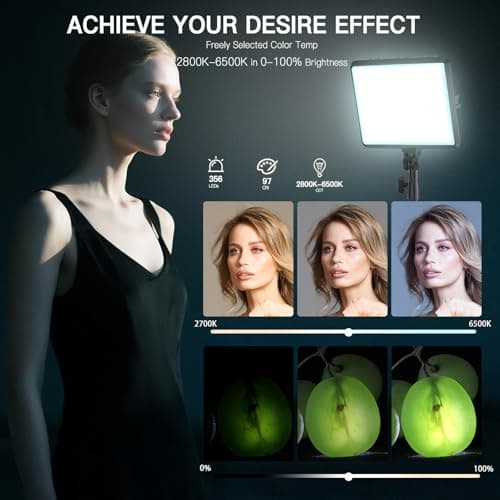 2-Pack LED Video Light Kit, NiceVeedi Studio Light, 2800-6500K Dimmable Photography Lighting Kit with Tripod Stand&Phone Holder, 73" Stream Light for Video Recording, Game Streaming, YouTube 3