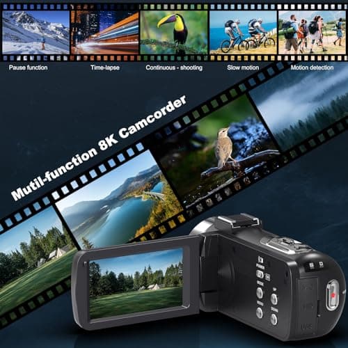 8K 64MP Video Camera 18X Digital Camcorder Video Camera for YouTube 3.0 inch Flip Screen Camcorder Vlogging Camera with 32GB SD Card, 2.4G Remote Control, Two Batteries 5