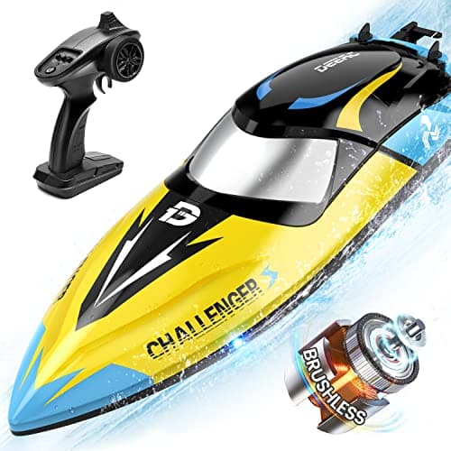 DEERC 16 inch Fast Brushless RC Boat, 30+mph, Self-righting Remote Control Racing Speed Boat, 2.4Ghz Water Toy for Lakes & Pools Summer Toys Gift for Adults, Kids & Boys