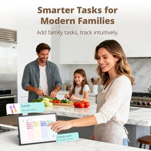 Dragon Touch 10.1 inch Digital Calendar Chore Chart – Interactive Touchscreen, Smart Family Planner, Hearth Display Desk Digital Calendar Seamless Scheduling Black 3