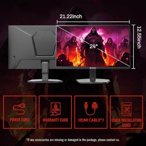 SANSUI 24 Inch Gaming Monitor 200Hz 180Hz 1Ms FreeSync HDR 110% sRGB FHD 1080P Computer Monitor HDMI DP Ports Eye Care Frameless VESA Mount Cable Management (ES-G24F4L HDMI Cable Included) 5