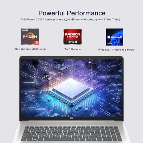 HP 17 Laptop, 17.3" FHD Display, 32GB RAM, 1TB SSD, AMD Ryzen 5 Processor(Beats i7-1165G7, Up to 4.3GHz), Webcam, Numeric Keypad, Long Battery Life, Windows 11 Home, Alpacatec Accessories, Silver 2