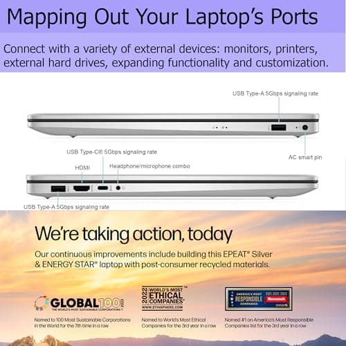 HP 17.3" Touchscreen Laptop with 12 Months Office 365, 32GB RAM, 2TB Storage(1TB SSD with 128GB Protable Drive and 1TB Cloud Storage), Intel 4-Core Processor, HDMI, Type C, Windows 11 4