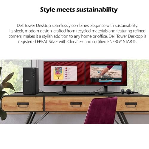 Dell ECT1250 Slim Tower Desktop(2025) - Intel Core Ultra 5 225(10 Cores, Up to 4.9GHz), Intel UHD Graphics, Wi-Fi 6, BT 5.4, Windows 11 Pro, Keyboard & Mouse & Accessories(32GB DDR5 RAM, 1TB SSD) 4