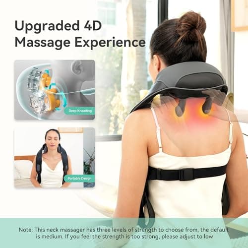 Snailax Cordless Neck Shoulder Massager with Heat for Pain Relief Deep Tissue, Upgarded 4D Kneading, Shiatsu Back Neck Massager Pillow for Neck, Shoulders Back, Gifts for Men Women Mom Dad 2