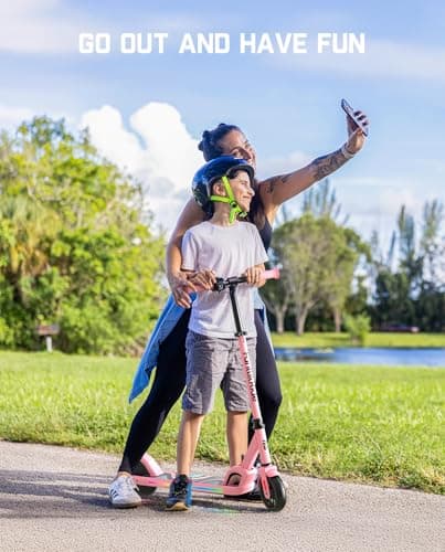 FanttikRide C9 Pro Kids Electric Scooter Ages 8-12, Colorful Rainbow Lights, E-Scooter for Kids 3.9-5.2 ft, 132 lbs, 5 Miles Range, Up to 40 min Ride Time, 5/8/10 MPH, 3 Adjustable Heights, Pink 5