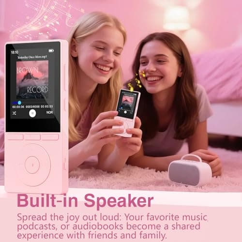 64GB MP3 Player with Bluetooth 5.3, Music Player with HiFi Sound for Sports Runners, 2.4" Screen MP3 Player Built in HD Speaker Voice Recorder E-Book, Expanded Up to 128GB, Earphone Included, Pink 3