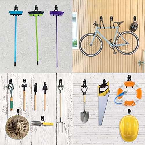 HUPBIPY 12 Pack Garage Hooks Heavy Duty Utility Steel with Anti-Slip Coating Wall Mount Storage Organizer for Hanging Power and Garden Tools, Ladders, Hose, Bikes, Ropes, Bulk Items, and More 7
