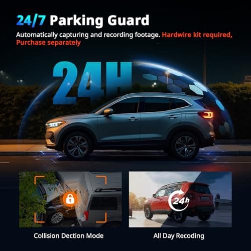 Dash Cams Front and Rear, NQJ 4K+2K Dual Dash Camera for Cars w 64GB Card, 5GHz Wi-Fi & App, G-Sensor, 3.2” Screen, 24H Parking Mode, 170°Wide Angle, Night Vision 3