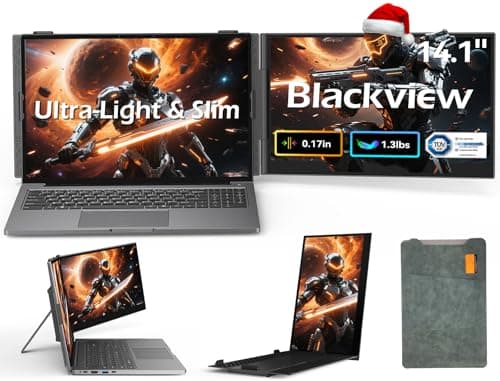 Blackview Laptop Screen Extender, 1.3lbs Ultra-Light & 0.17" Ultra-Slim, 14" FHD 1080P IPS Portable Laptop Monitor Extender, Travel Dual Monitor for 13-17",Plug & Play for Windows/Mac/Android/Switch