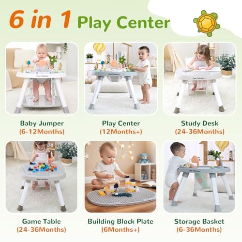 Time Followers® 6-in-1 Baby Activity Center | Jumpers and Bouncers | 4 Stage Grow Stationary Standing Toddler Play Table | Shower Gift | Infant Essential for Baby Ages 6-36Month (White) 4