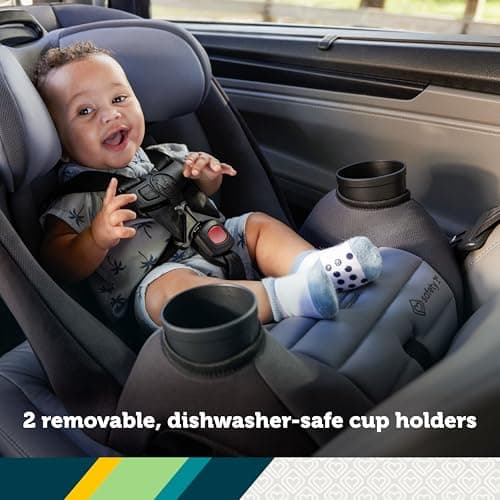 Safety 1st Ellaris 3-in-1 Convertible Car Seat, Slim Fit Design, Rear & Forward-Facing, 5-Position Headrest, 3-Across Fit, Travel-Friendly with Machine-Washable Seat Pad, Smokey Haze 3