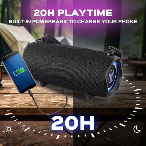 TREBLAB Ultra Loud Wireless Speaker - 60W Stereo Sound with Deep Bass, 20H Playtime, Powerbank, Waterproof, Loudest Portable Bluetooth Speaker for Home, Outdoor Party, Beach, Work, Travel, HD-Max 3