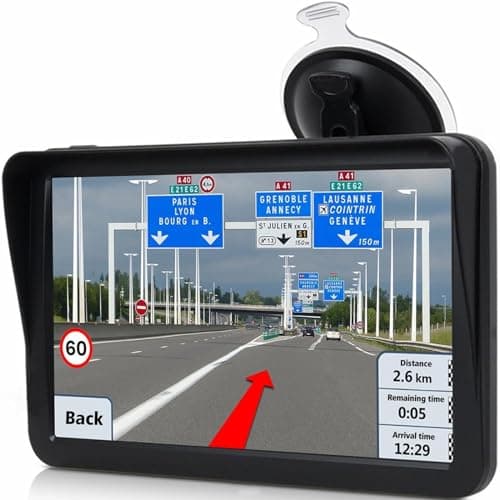 GPS Navigator for Car Truck RV, 9 inch Touch Screen Latest 2025 Map, Real Voice Spoken Turn-by-Turn Direction Reminding Navigation System for Cars, Vehicle GPS with Speed and Red Light Warning, FM