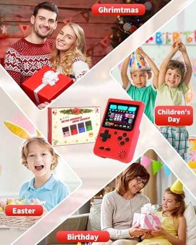 Handheld Games for Kids, Preloaded 500 Retro Classic Video Games, Portable Arcade Handheld Game Console with 3'' IPS Screen and Rechargeable Battery, Mini ravel Game system， Gifts for Boys Girls (red) 3