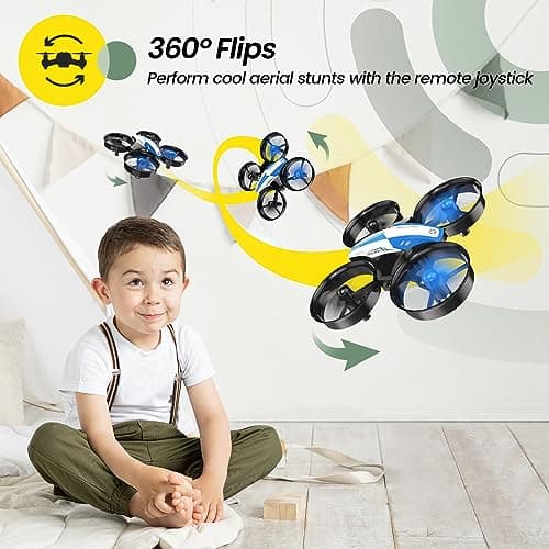Holy Stone Mini Drone for Kids and Beginners RC Nano Quadcopter Indoor Small Helicopter Plane with Auto Hovering, 3D Flips, Headless Mode and 3 Batteries, Great Gift Toy for Boys and Girls, HS210 Blue 4