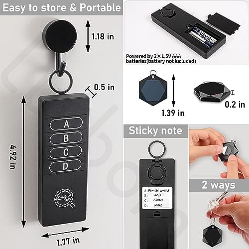 Luubom Key Finder 80DB+ Tracking Devices, Item Locator Tags with 164ft, Wireless Locator for Finding Wallet Phone Glasses Pet, 1 RF Transmitter & 4 Receivers 4