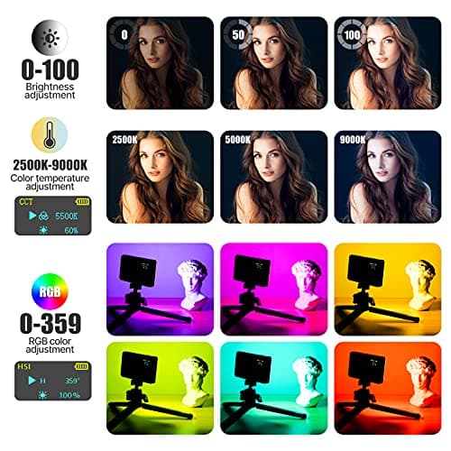 VIJIM VL120 RGB Video Light, Portable LED Camera Light Panel 0-360 Full Color, CRI 95+ 2500-9000K LED 3100mAh Rechargeable DSLR Lighting for Vlogging, Photography, Video Conference 2
