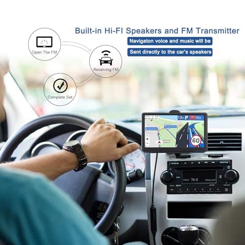 GPS Navigator for Car Truck RV, 7 Inch Touch Screen, Latest 2025 Maps for Car GPS, Support Voice Turn-by-Turn Guidance, Speed and Red Light Warning, Custom Truck Routing 2