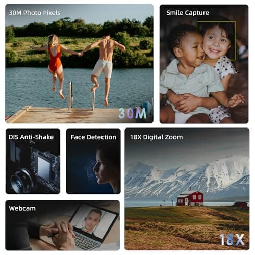 ORDRO Video Camera Camcorder 1080P 30FPS Digital Camera, IR Night Vision Vlogging Kids Video Camera for Beginners YouTube, 3.0'' IPS Screen 18X Zoom Camcorder with 16G Card, 2 Batteries 2