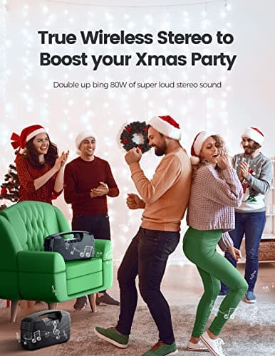 IPX7 Waterproof Bluetooth Speaker, 40W(60 Peak) Portable Wireless Speakers with Subwoofer, 32H Playtime, Stereo Loud Sound, Deep Bass, Bluetooth 5.0 with Handle for Pool, Beach, Outdoor, Gifts 5