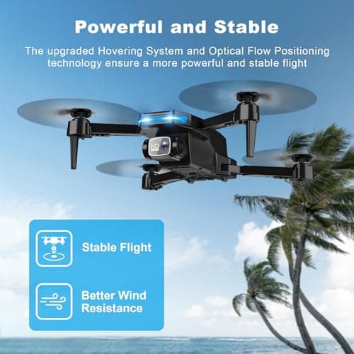 Drone with 1080P Camera - Foldable Remote Control Quadcopter with Voice Gesture Control, 3D Flip, One Key Start, Emergency Stop, 2 Batteries, Easier to use, Toy for Kids Adult Beginners 4