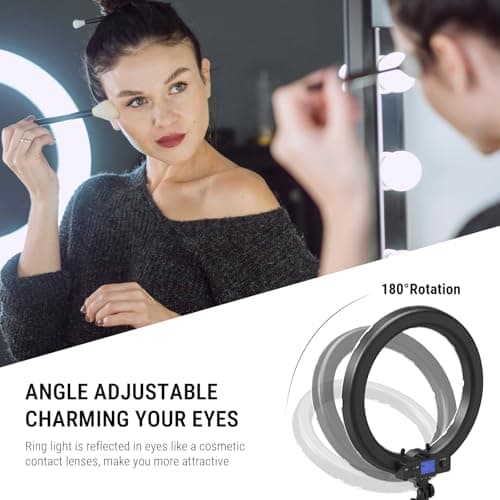 Ring Light,19inch LED Ring Light with Stand &LCD Display Adjustable Color Temperature 3000K-5800K, Makeup Light for YouTube Video Shooting, Portrait, Vlog, Selfie 【Upgraded Version】 4