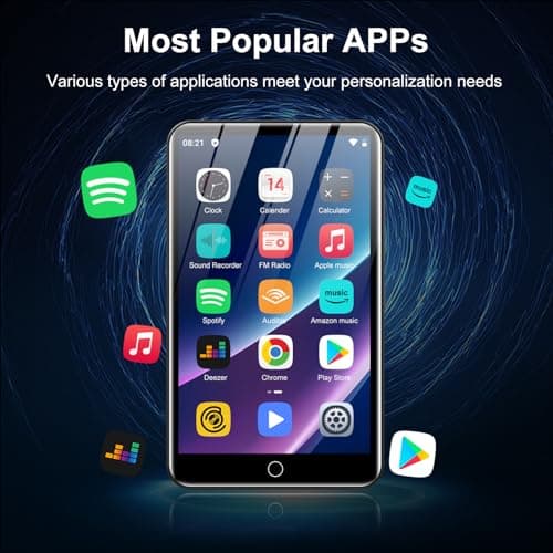 80GB MP3 Player with Bluetooth and WiFi, ZAQE 4" HD Full Touch Screen MP3 Player with Spotify, Amazon Music,YouTube,Pandora,Libby,Android MP4 Music Player for Kids (Black) 3