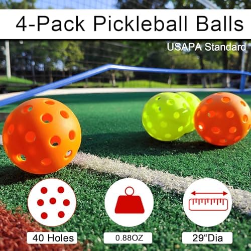Zdgao Portable Pickleball Set with Net for Driveway with 4 Pickle Balls, 22FT Pickleball Net Regulation Size with Carrying Bag and Weather Resistance Strong Steel Frame 3