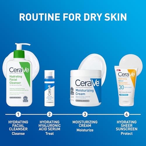 CeraVe Moisturizing Cream, Body and Face Moisturizer for Dry Skin, Body Cream with Hyaluronic Acid and Ceramides, Daily Moisturizer, Oil-Free, Fragrance Free, Non-Comedogenic, 19 Ounce 11