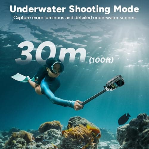 SJCAM C300 Pocket Travel Action Camera 4K,7Hour Power,154° Wide FOV Video Recording,6-Axis Stabilization,Dual-Touch Screen Body Camera,30M Waterproof,Vlogging YouTube Live Streaming,Black 64G Card 5