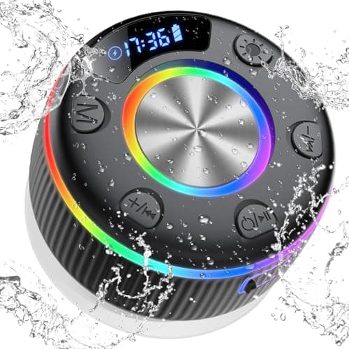 dotn Bluetooth Shower Speaker, Portable Bluetooth 5.3 Speakers Wireless, IP7 Waterproof Mini Speaker with RGB Lights, Suction Cup, Stereo Bass, for Bathroom Party Travel Outdoor, Gift