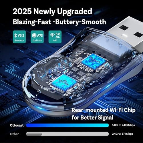 OTTOCAST Mini Dongle Wireless CarPlay Adapter for iPhone & Android Auto Adapter 2-in-1 Convert Wired to Wireless Apple Car Play, Plug & Play, USB-C, Low Latency (2016+ Cars, iOS 10+/Android 11+) 3