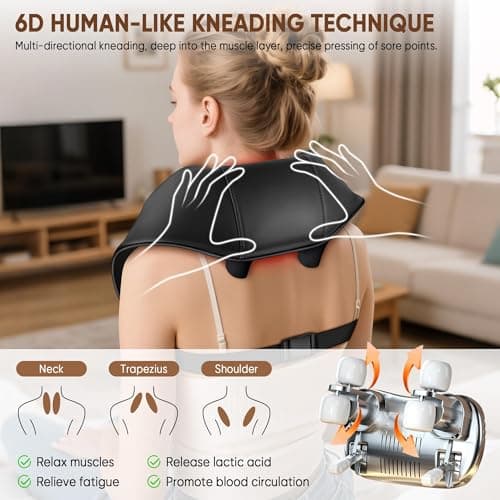 Hadrono Shiatsu Neck and Back Massager, Shoulder Massager for Pain Relief Deep Tissue, Cordless 4D Deep Tissue Kneading Massage Pillow with Heat for Neck, Back, Legs, Massager Gifts for Men Women 3
