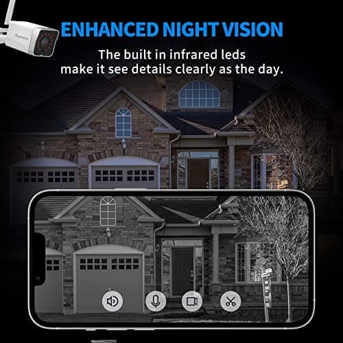 Septekon 4 Pack Outdoor Security Camera 2K，WiFi Cameras for Home Security Outside with Motion Detection Tracking, Night Vision, Two-Way Audio, IP66 Weatherproof, 2.4GHz Wi-Fi, Compatible with Alexa 4