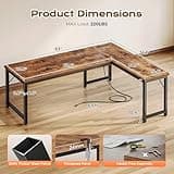 Huuger 63 Inch L Shaped Desk with Power Outlets and USB-C Port, 0.95 Inch Thicker Desktop, Reversible Computer Desk, Larger Office Corner Gaming Desk, Metal Frame, for Home Office, Study, Rustic Brown 3