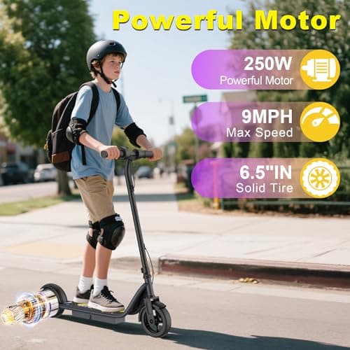 VOLPAM Electric Scooter, 350W/500W Powerful Motor, 8.5"/10" Solid Tires, 19/22Mph, 28/23/21/16 Miles Max Range, Dual Braking 3