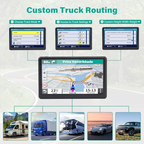 GPS Navigator for Car Truck RV, 7 Inch Touch Screen GPS for Car with 2025 Maps Free Lifetime Updates, Voice Turn-by-Turn Guidance, Speed Limit & Red Light Camera Alerts, Custom Truck Routing (Blue) 3