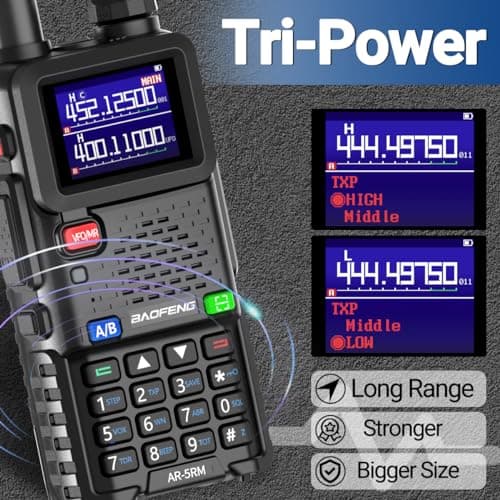 Ham Radio Baofeng Radio 5RM 10W Long Range Handheld AR-5RM Two Way Radio NOAA Weather Receiver Rechargeable Walkie Talkies Longe Range DTMF Copy Frequency 999CH with Type C Charging(1 Pack) 5