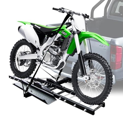 Grandroad Auto Motorcycle Hitch Carrier, 500LBS Heavy Duty Steel Dirt Bike Carrier with Loading Ramp, Anti-Tilt Locking Device, Motorcycle Rack for Dirt Bike Hitch Hauler