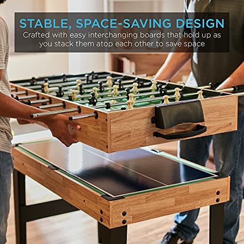 Best Choice Products 10-in-1 Combo Game Table Set w/Hockey, Foosball, Pool, Shuffleboard, Ping Pong, Checkers, Bowling, and Backgammon - Natural 5