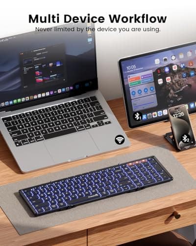 ProtoArc Backlit Foldable Keyboard, XK01 Plus Folding Portable Bluetooth Keyboard for Travel, True Full Size External Wireless Keyboards with Backlight for iPad Tablet Smartphone Laptop - Black 4